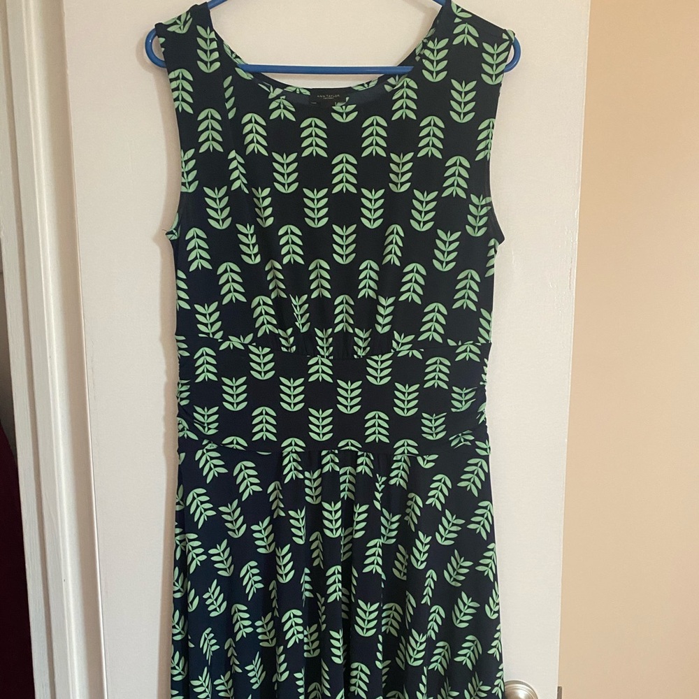 Blue & green fitted work dress